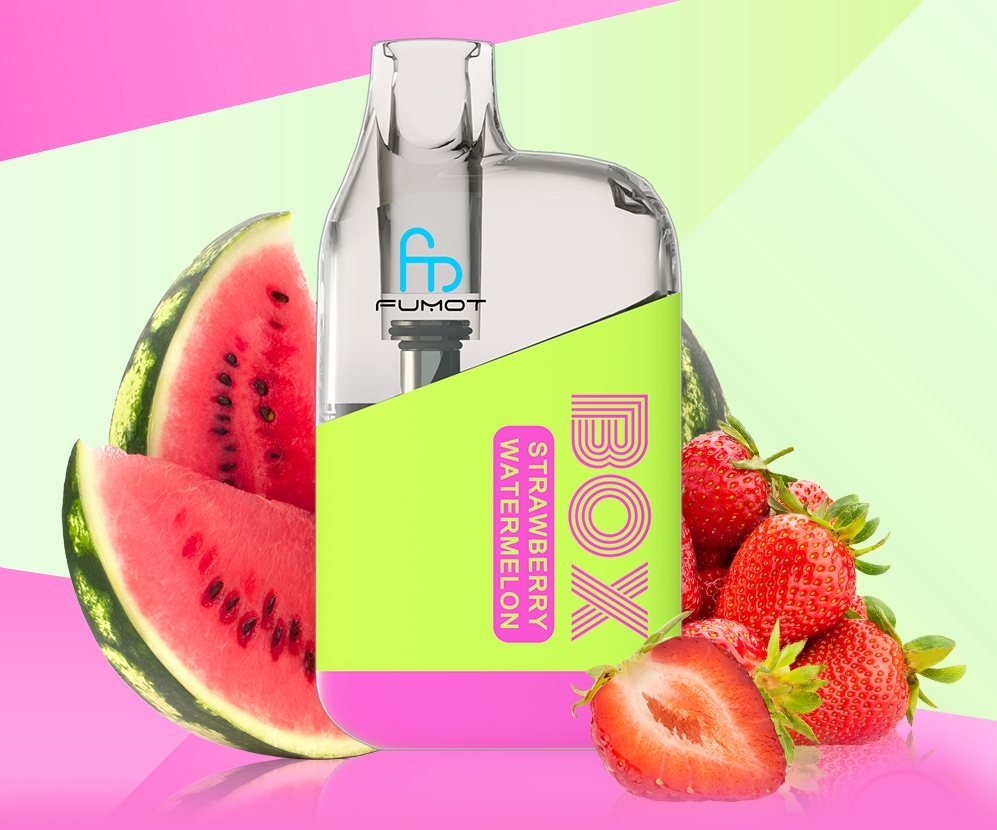 Fumot Original RandM Tornado Box 10000 Puffs Vape - الفراولة والبطيخ: إعصار النكهة الذي يغزو الكويت!