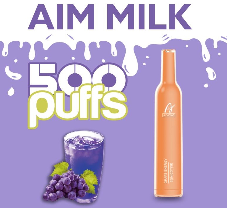 Aivono AIM MILK 500 Puffs Vape - طاقة العنب: لمسة عصرية في سوق الفيب الكويتي